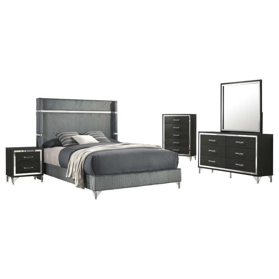 Lucia 4-piece Bedroom Set Grey and Black