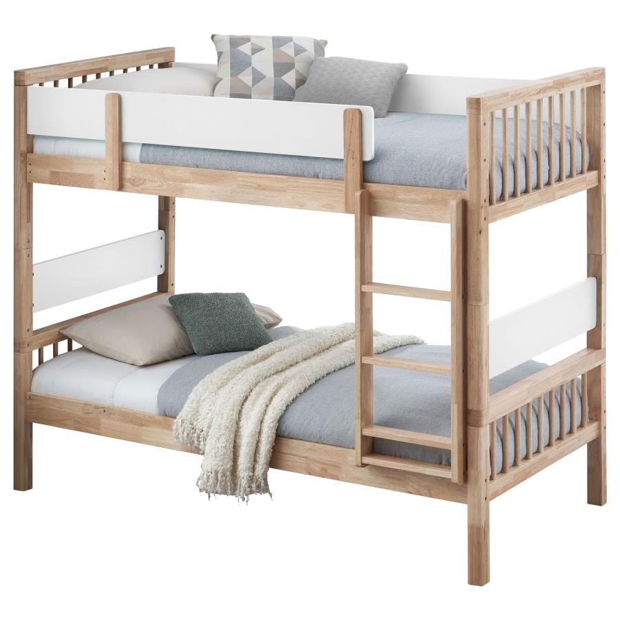 DAKOTA WOOD TWIN OVER TWIN BUNK BED NATURAL