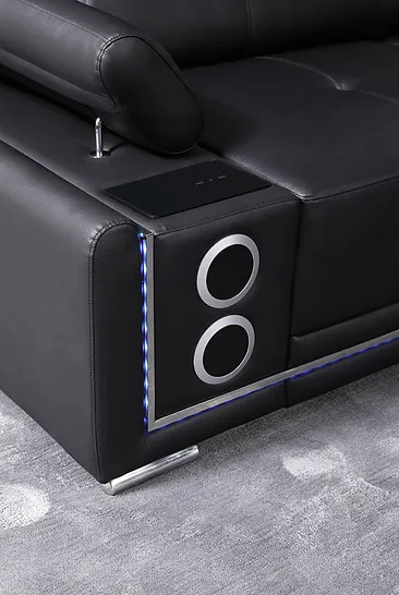 Denver Sectional Leather with Changing LED lights , Speakers Modern
