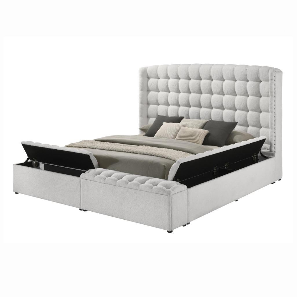 Boucle tufted storage Bed