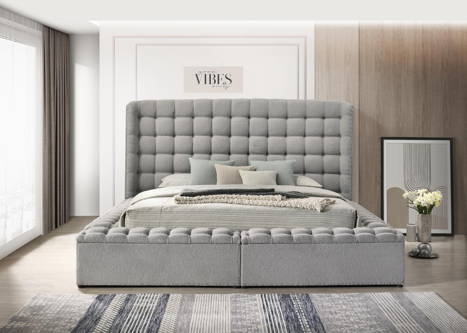Boucle tufted storage Bed