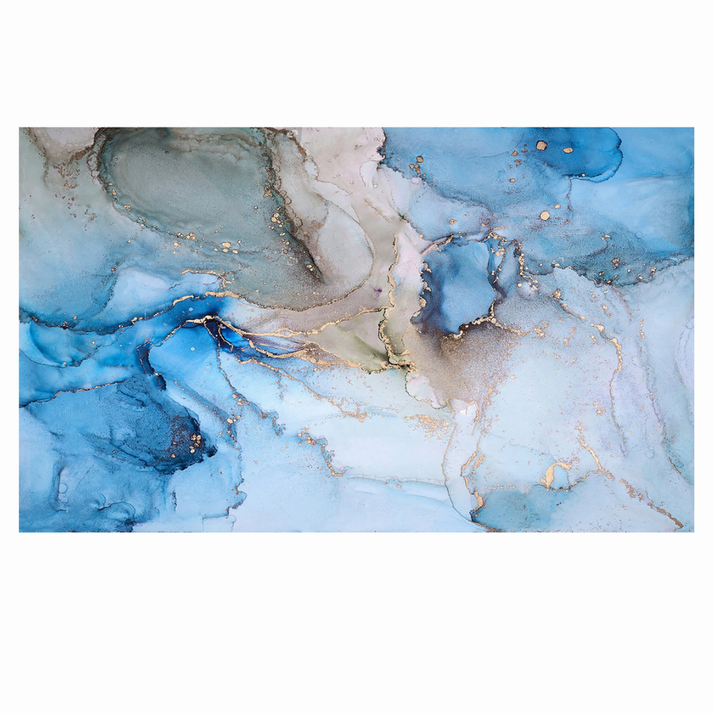 Aqua Abstract Glass Wall Art 60"x36"